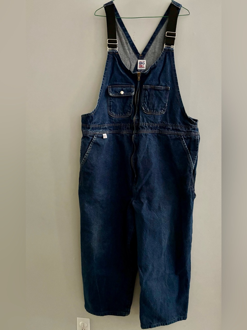 Big Bill Zip Front Denim Bib Overalls Men's 48 REG Workwear Made In Canada VTG
